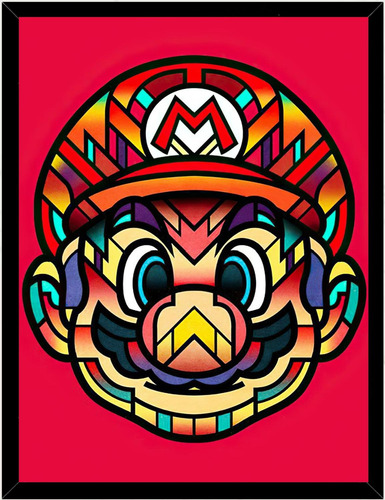 Cuadro Decorativo Mario Bros Abstracto Medidas 30x40 Cm