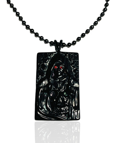 Collar Acero Inox Negro Cruz Para Hombre Capucha Calavera 