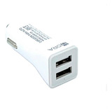 Cargador Para Auto 1hora 2.4a 2 Usb Para Celulares Tablet Color Blanco