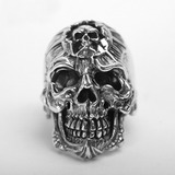 Anillo De Plata Antigua Con Calavera De Esqueleto Para Hombr