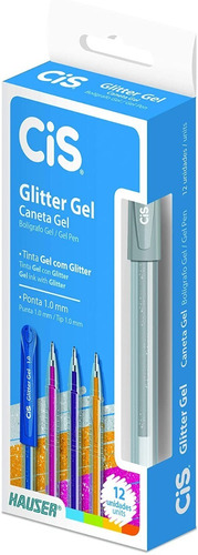 Caneta Cis Glitter Gel 1.0mm Prata C/12und - Sertic