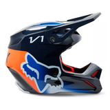 Casco Fox Cross V1 Toxsyk Negro Azul Naranja