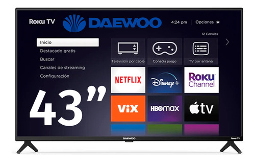 Pantalla Daewoo 43 PLG Smart Tv Roku Led Full Hd Frame Less