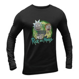 Polera Manga Larga Rick And Morty Comic Estampado De Algodon