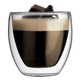 Set X2 Vasos Doble Pared Vidrio 250 Ml Cafe Agua Premium