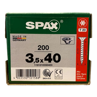 Tornillos Spax Madera 3.5 X 40 Caja 200 Pieza Cuerda Corrida | MercadoLibre