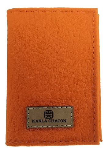 Tarjetero Mini Billetera Delgada Pequeña Unisex Karla Chacon Color Naranja