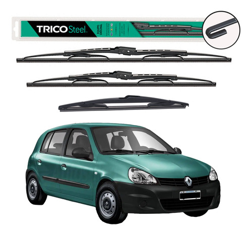 Kit X 3 Escobillas Limpiaparabrisas Renault Clio 2 2000/2012