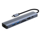 Adaptador Divisor Multipuerto Usb 3.0 C Hub 7 En 1 Con Tarje