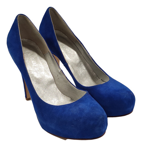Zapatos Stiletto Azules Gamuza Ver Cal Talle 39 Oportunidad