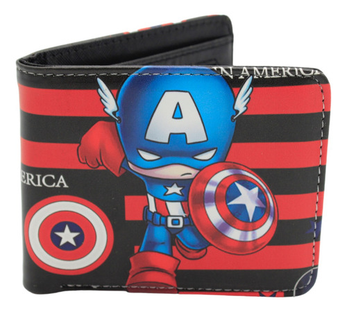 Cartera Capitan America Caricatura - Rayas - Avengers Marvel