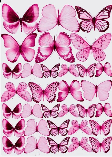 Laminas Comestibles Impresiones Mariposas 30 Unidades Color