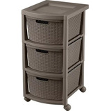 Cajonero De Rattan 3 Gavetas Mocca #