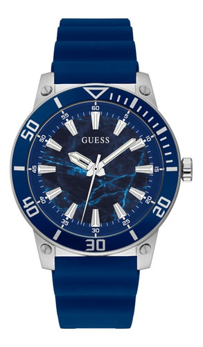 Reloj Guess Quartz Gw0420g1 Original Color De La Correa Azul Color Del Bisel Plata Color Del Fondo Plata
