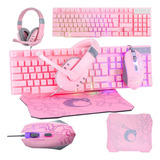 Combo Teclado-mouse-diadema, Mouse Pad Hornet Rx-250 Rosado 