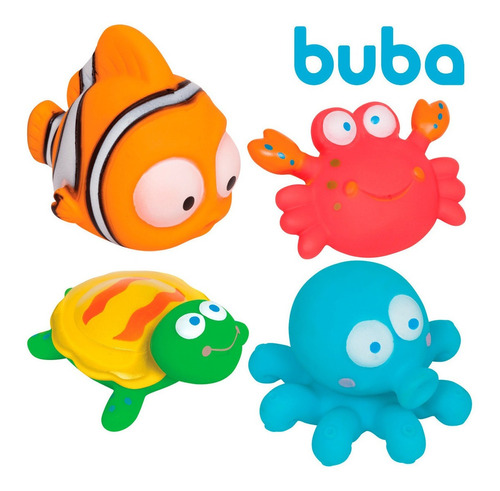 4 Bichinhos Banho Oceano Brinquedo Nemo Lula Ciri Bebe Buba
