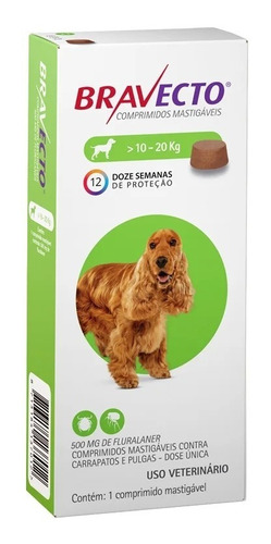 Bravecto Antipulga Carrapato Comprimido P/ Cães 10 A 20 Kg 