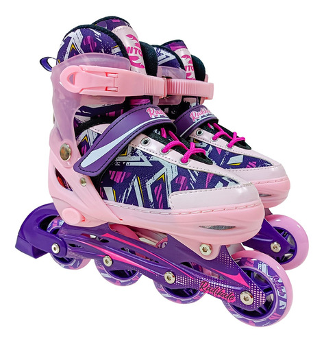 Patins In Line Roller Infanto Juvenil Play Rosa Nº 34 Ao 37