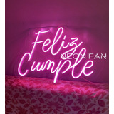 Cartel Neon Led Feliz Cumple - Base Acrlico Cristal