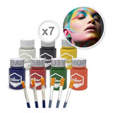 Kit 7 Maquillaje Glow Artistico Bodypaint + Pinceles