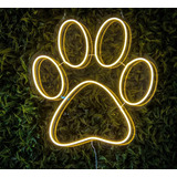 Painel Led Neon Pata De Cachorro Pet Shop Instagram 46x43cm