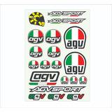 Cartela Com 20 Adesivos Agv Para Moto Capacete Bike