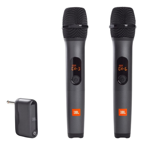 Kit 2 Microfones Sem Fio Jbl Wireless Microphone Preto