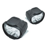 Juego Par Faros 9 Led Redondo Luz Fija Estrobo