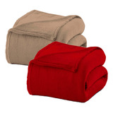 Kit 2 Cobertor Manta Queen Casal Microfibra 2,20x2,40 Veludo
