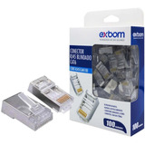 Conector Exbom Blindado Rj45 Cat6 - Pacote C/ 100 Unidades