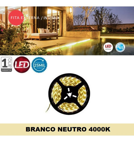 Fita Led Auto Brilho 5mts 5050 Branco Morno 4000k Compre Já