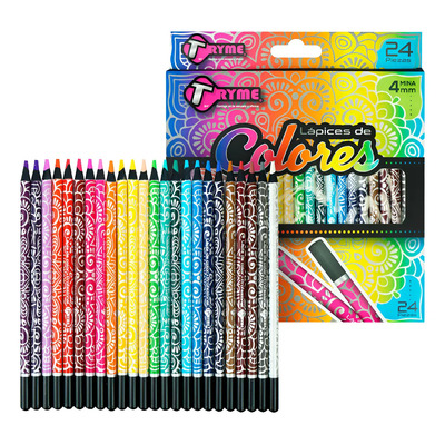24 Lapices De Colores Para Superficies Oscuras 4mm Tryme | MercadoLibre