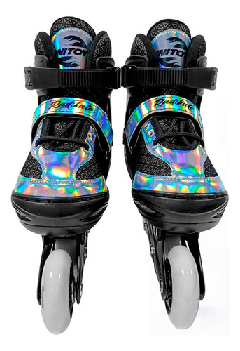  Patins Azul Infantil 4 Rodas Criança Menino Unitoys Led Luz