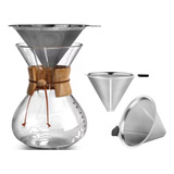 Cafetera Chemex Madera Con Filtro De Acero Inoxidable 400 Ml