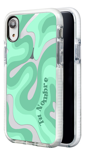 Funda Para iPhone Con Tu Nombre Para Mujer Curvas Verdes