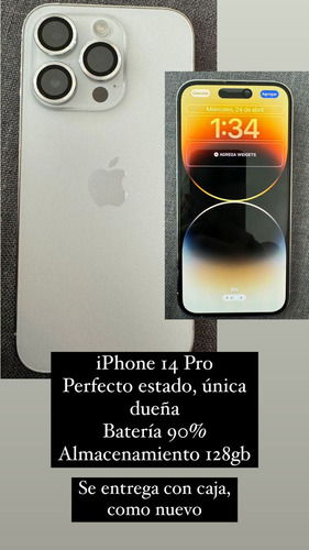 Apple iPhone 14 Pro (128 Gb) - Color Plata Blanco