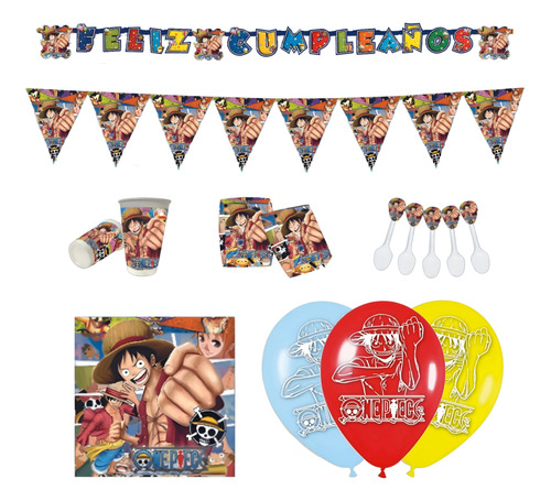 Kit Infantil Decoración Fiesta - One Piece X20 Invitados