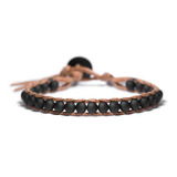 Pulseira Personalizada Masculina Feminina Couro Pedra