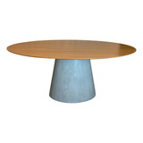 Mesa De Jantar Cone Oval 120x80 Cm Base Cimento Queimado