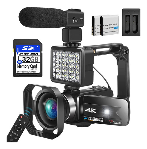 Camcordy Camcorder, 4k With Microphone, Uhd 56mp Vlogging