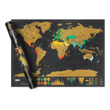 Póster Detallado Del Mundo De Viaje Con Mapa De Scratch Off