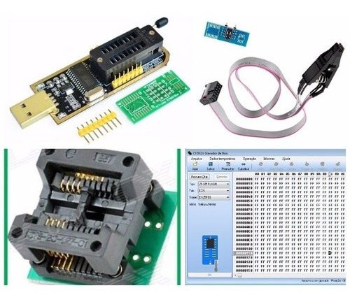 Programador De Eprom Gravador  Leitor Usb+pinça+ Sop8150mil