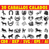 Vectores Corte Laser -  30 Caballos Calados