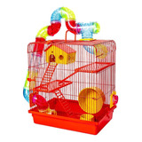 Gaiola 3 Andares Hamster Com Casa Completa E Tubo Luxo