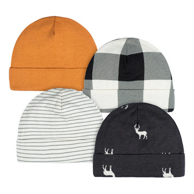 Gorro Gerber Essentials Algodón Orgánico Set 4 Piezas Bebé Color Naranja Talla 0-6m Estampado