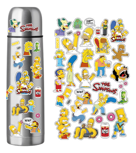 Etiquetas Sticker Calcos Los Simpsons Aptas Para Termo Mate