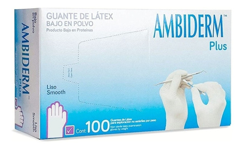 Guantes Descartables Ambiderm Plus Color Violeta Talle M De Látex Con Polvo X 100 Unidades