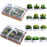 12 Velas Decorativas Con Forma De Cactus, Suculentas