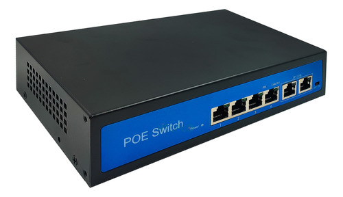 Switch 4 Portas Poe Hibrido Ativo + 2 Uplink 10/100m