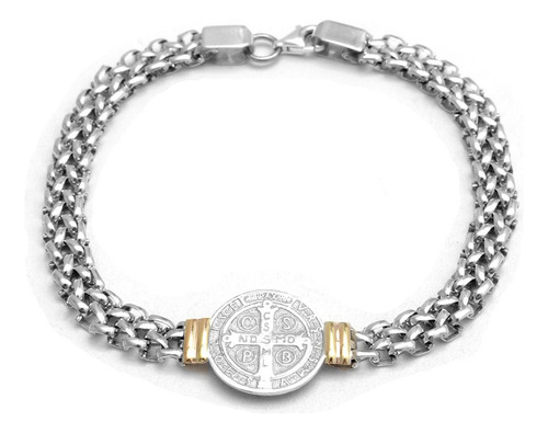 Pulsera Payason San Benito 18cm De Oro Y Plata 925